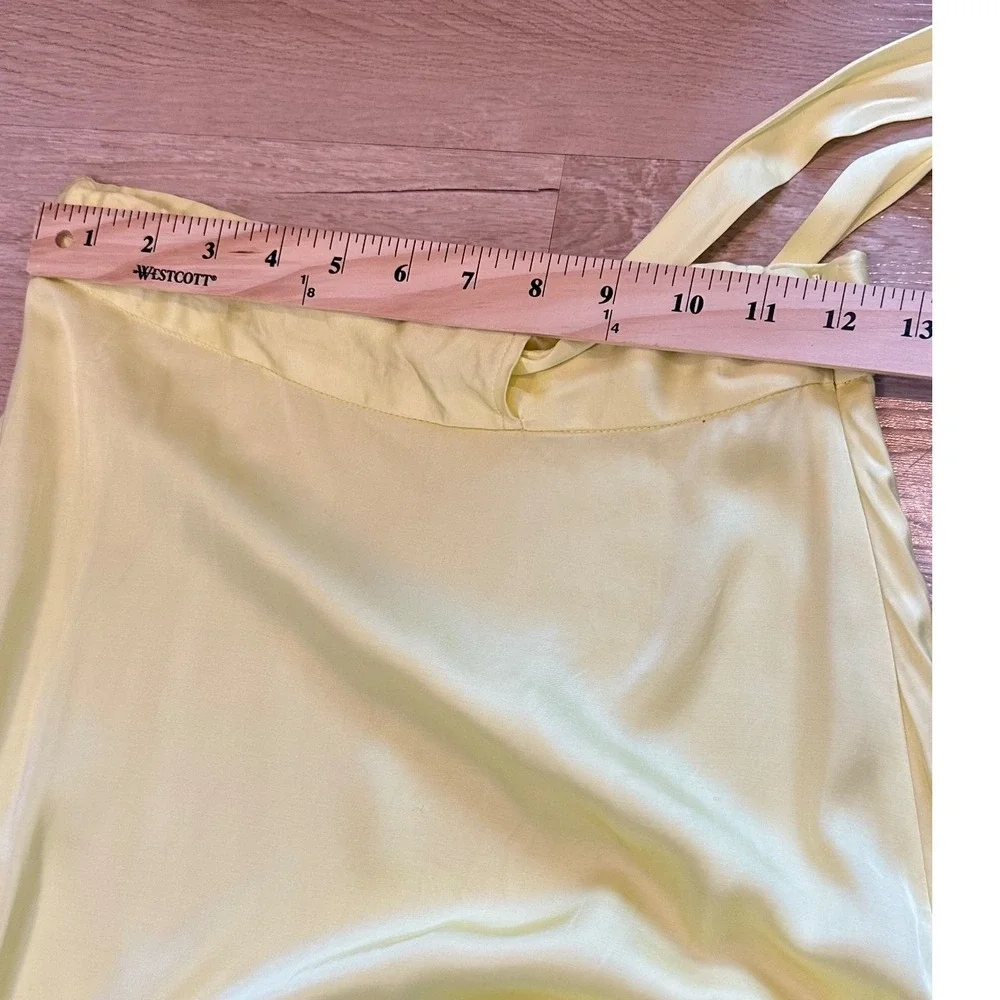 & Other Stories Butter Yellow Satin Wrap Maxi Skirt Asymmetric US 4
